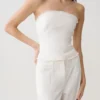 Annie Strapless Tie Back Linen Top – White Annie Strapless Tie Back Linen Top – White