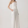 Annie Strapless Tie Back Linen Top – White Annie Strapless Tie Back Linen Top – White