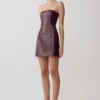 Anouk Faux Leather Strapless Mini Dress – Merlot