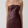 Anouk Faux Leather Strapless Mini Dress – Merlot