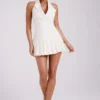Antoinette Pleated Mini Dress – Ivory Antoinette Pleated Mini Dress – Ivory