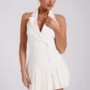 Antoinette Pleated Mini Dress – Ivory Antoinette Pleated Mini Dress – Ivory