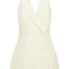 Antoinette Pleated Mini Dress – Ivory Antoinette Pleated Mini Dress – Ivory