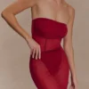 Aoife Strapless Mesh Bodysuit – Raspberry