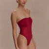 Aoife Strapless Mesh Bodysuit – Raspberry