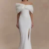 Aphrodite Off Shoulder Crepe Gown – Ivory