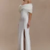 Aphrodite Off Shoulder Crepe Gown – Ivory