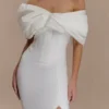 Aphrodite Off Shoulder Crepe Gown – Ivory