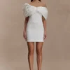 Aphrodite Off Shoulder Crepe Mini Dress – Ivory