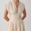 Arabella Cinched Waist Linen Mini Dress – Natural