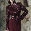 Archie Croc Faux Leather Cropped Jacket – Burgundy Archie Croc Faux Leather Cropped Jacket – Burgundy