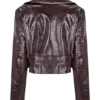 Archie Croc Faux Leather Cropped Jacket – Burgundy Archie Croc Faux Leather Cropped Jacket – Burgundy