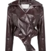 Archie Croc Faux Leather Cropped Jacket – Burgundy Archie Croc Faux Leather Cropped Jacket – Burgundy