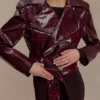 Archie Croc Faux Leather Cropped Jacket – Burgundy Archie Croc Faux Leather Cropped Jacket – Burgundy