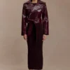 Archie Croc Faux Leather Cropped Jacket – Burgundy Archie Croc Faux Leather Cropped Jacket – Burgundy