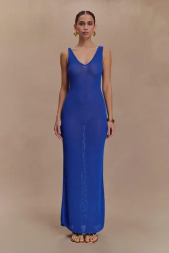 Ari Tape Yarn Knit Maxi Dress – Cobalt Blue