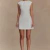 Ariana Pleated Neck Mini Dress – Ivory Ariana Pleated Neck Mini Dress – Ivory