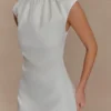 Ariana Pleated Neck Mini Dress – Ivory Ariana Pleated Neck Mini Dress – Ivory
