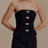 Arla Button Up Corset Top – Black Arla Button Up Corset Top – Black