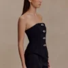 Arla Button Up Corset Top – Black Arla Button Up Corset Top – Black