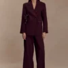 Arlo Wide Leg Suiting Trouser – Mahogany Arlo Wide Leg Suiting Trouser – Mahogany