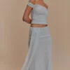 Arna Mesh Maxi Skirt – Pale Blue