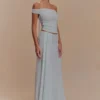 Arna Mesh Maxi Skirt – Pale Blue