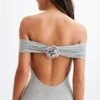 Arna Off Shoulder Diamante Maxi Dress – Silver Arna Off Shoulder Diamante Maxi Dress – Silver