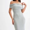 Arna Off Shoulder Diamante Maxi Dress – Silver Arna Off Shoulder Diamante Maxi Dress – Silver