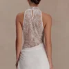 Arra Chiffon And Lace Halter Mini Dress – White Arra Chiffon And Lace Halter Mini Dress – White