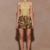 Asher Hand Beaded Abstract Mini Skirt – Gold