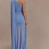 Asher Slinky One Shoulder Maxi Dress – Cornflower Blue Asher Slinky One Shoulder Maxi Dress – Cornflower Blue