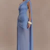 Asher Slinky One Shoulder Maxi Dress – Cornflower Blue Asher Slinky One Shoulder Maxi Dress – Cornflower Blue