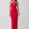 Ashtin Cross Front Knit Maxi Dress – Red Ashtin Cross Front Knit Maxi Dress – Red
