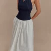 Ashwin Denim Cotton Midi Dress – Indigo Blue Ashwin Denim Cotton Midi Dress – Indigo Blue