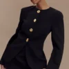 Asia Mixed Button Blazer – Black