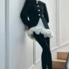 Asia Mixed Button Blazer – Black