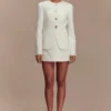 Asia Mixed Button Blazer – Ivory