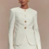 Asia Mixed Button Blazer – Ivory