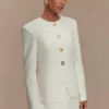 Asia Mixed Button Blazer – Ivory