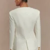 Asia Mixed Button Blazer – Ivory