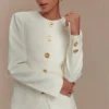 Asia Mixed Button Blazer – Ivory