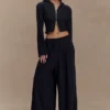 Aspen Gathered Wide Leg Jogger – Black Aspen Gathered Wide Leg Jogger – Black