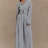 Aspen Gathered Wide Leg Jogger – Light Grey Marle Aspen Gathered Wide Leg Jogger – Light Grey Marle