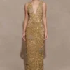 Astor Hand Embellished Maxi Dress – Gold