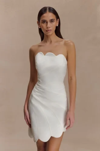 Atenea Satin Mini Dress – White