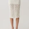 Atlantis Crochet Knit Midi Skirt – White