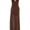 Aubree Crepe And Mesh Maxi Dress – Chocolate/Mocha Aubree Crepe And Mesh Maxi Dress – Chocolate/Mocha