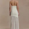 Aubree Crepe And Mesh Maxi Dress – Ivory