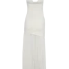 Aubree Crepe And Mesh Maxi Dress – Ivory